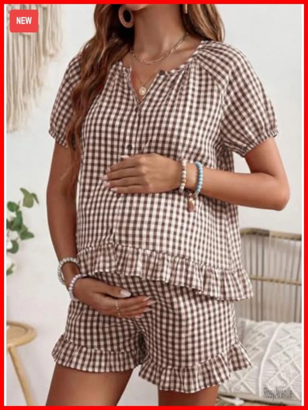 Maternity Pajama Set 2 Piece Button Down Cotton Sleepwear Nursing Lounge Set